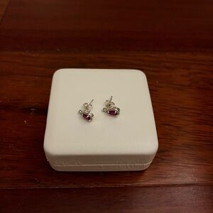 Sterling Silver Fuchsia Gemstone Stud Earrings